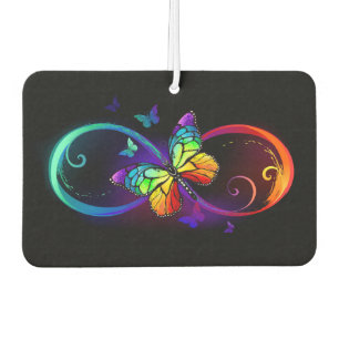 Lebhafte Unendlichkeit mit Regenbogenschmetterling Autolufterfrischer