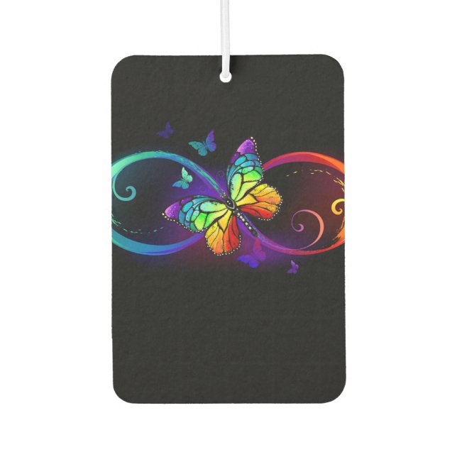 Lebhafte Unendlichkeit mit Regenbogenschmetterling Autolufterfrischer (Vorderseite)