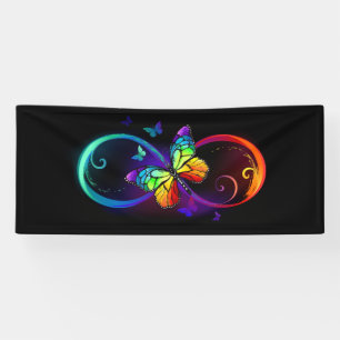 Lebhafte Unendlichkeit mit Regenbogenschmetterling Banner