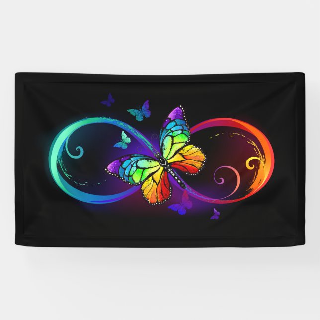 Lebhafte Unendlichkeit mit Regenbogenschmetterling Banner (Horizontal)