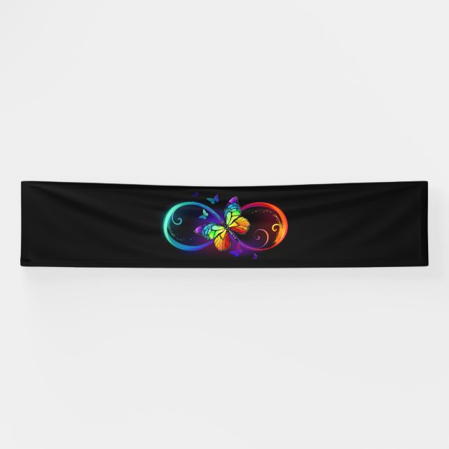 Lebhafte Unendlichkeit mit Regenbogenschmetterling Banner (Horizontal)