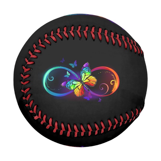 Lebhafte Unendlichkeit mit Regenbogenschmetterling Baseball (Vorderseite Links)