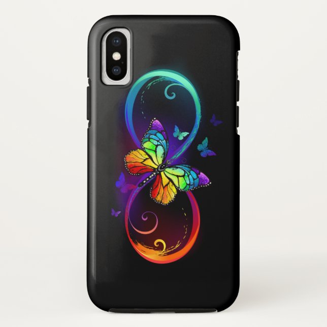 Lebhafte Unendlichkeit mit Regenbogenschmetterling Case-Mate iPhone Hülle (Rückseite)