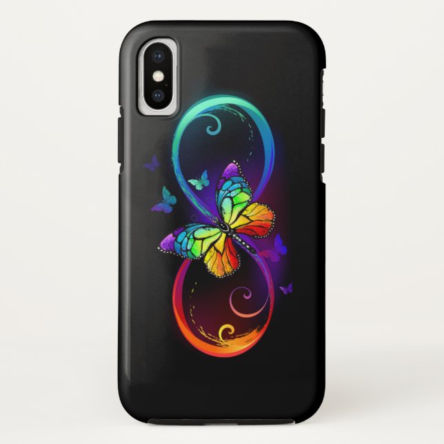Lebhafte Unendlichkeit mit Regenbogenschmetterling Case-Mate iPhone Hülle (Rückseite)
