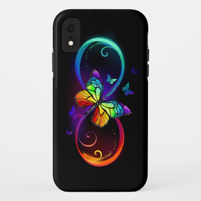 Lebhafte Unendlichkeit mit Regenbogenschmetterling Case-Mate iPhone Hülle (Rückseite)
