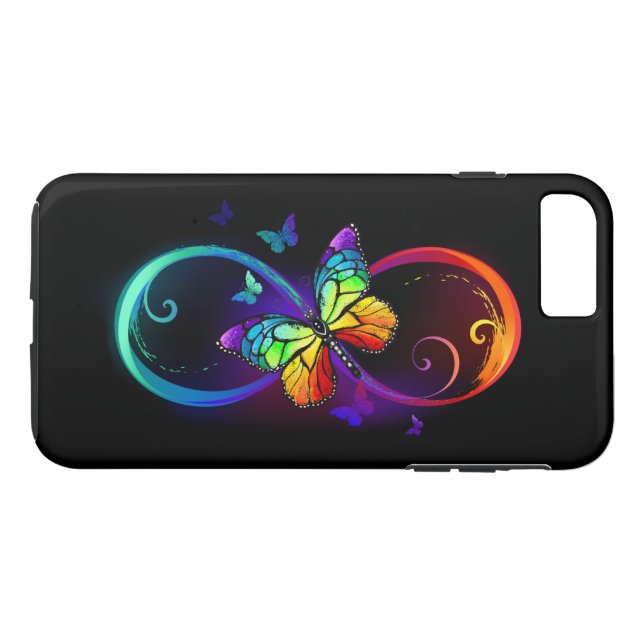 Lebhafte Unendlichkeit mit Regenbogenschmetterling Case-Mate iPhone Hülle (Rückseite (Horizontal))