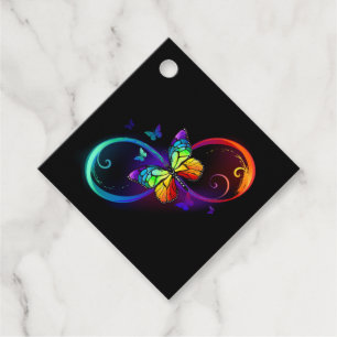 Lebhafte Unendlichkeit mit Regenbogenschmetterling Geschenkanhänger