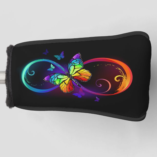Lebhafte Unendlichkeit mit Regenbogenschmetterling Golf Headcover (Vorderseite)