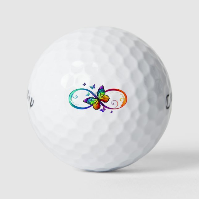Lebhafte Unendlichkeit mit Regenbogenschmetterling Golfball (Vorderseite)