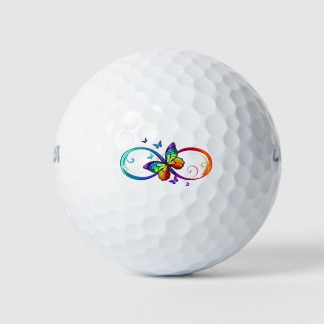 Lebhafte Unendlichkeit mit Regenbogenschmetterling Golfball (Vorderseite)