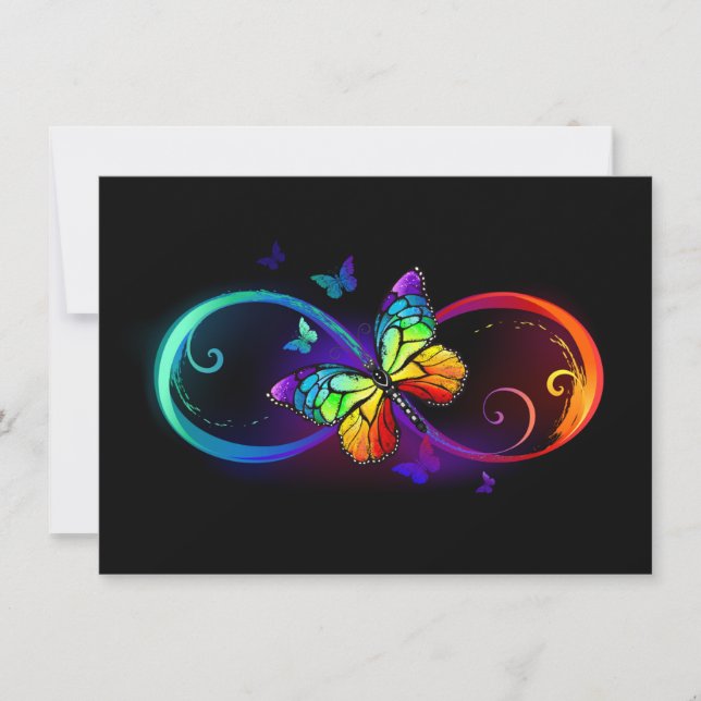 Lebhafte Unendlichkeit mit Regenbogenschmetterling Karte (Vorderseite)