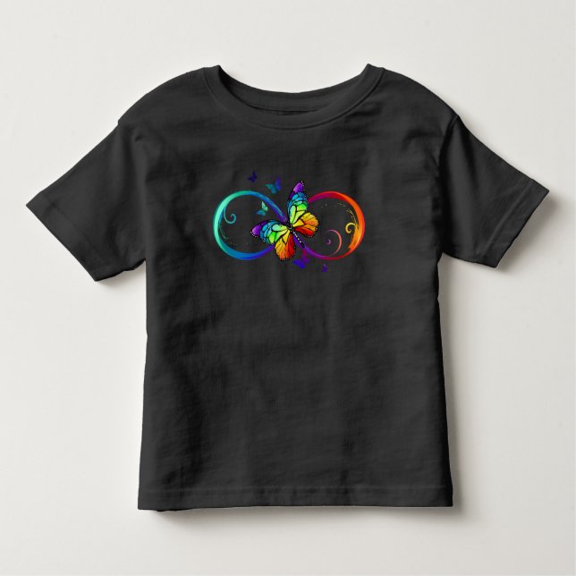 Lebhafte Unendlichkeit mit Regenbogenschmetterling Kleinkind T-shirt (Vorderseite)