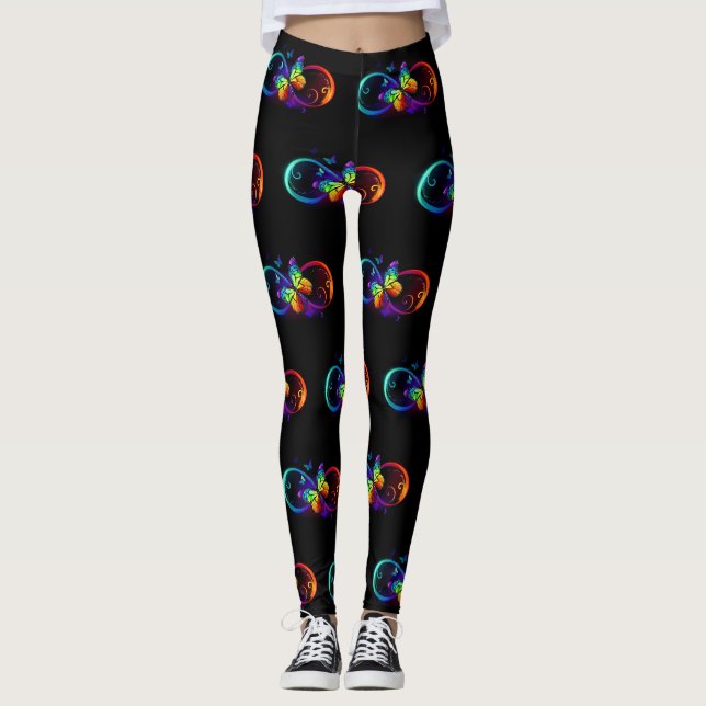 Lebhafte Unendlichkeit mit Regenbogenschmetterling Leggings (Vorderseite)