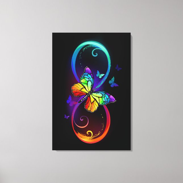 Lebhafte Unendlichkeit mit Regenbogenschmetterling Leinwanddruck (Vorderseite)