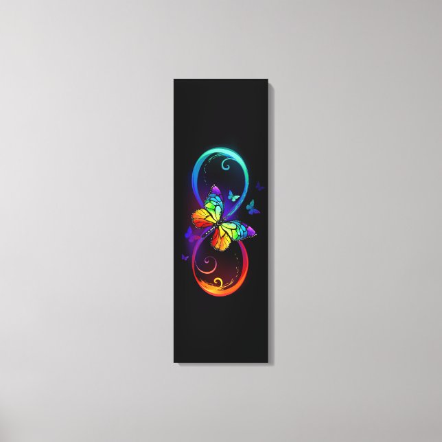 Lebhafte Unendlichkeit mit Regenbogenschmetterling Leinwanddruck (Vorderseite)