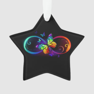 Lebhafte Unendlichkeit mit Regenbogenschmetterling Ornament