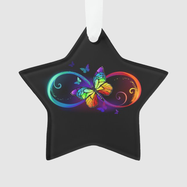Lebhafte Unendlichkeit mit Regenbogenschmetterling Ornament (Vorderseite)