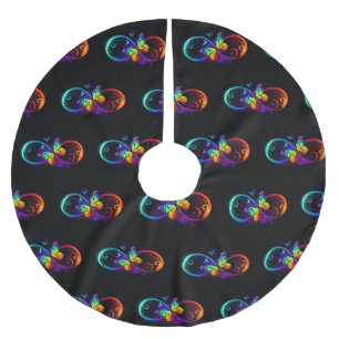 Lebhafte Unendlichkeit mit Regenbogenschmetterling Polyester Weihnachtsbaumdecke