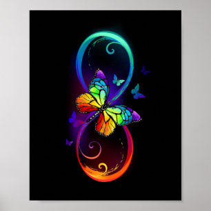Lebhafte Unendlichkeit mit Regenbogenschmetterling Poster