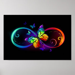 Lebhafte Unendlichkeit mit Regenbogenschmetterling Poster