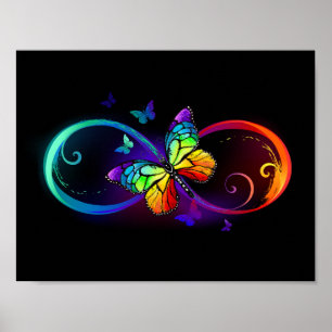 Lebhafte Unendlichkeit mit Regenbogenschmetterling Poster
