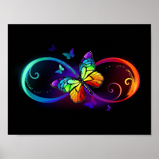 Lebhafte Unendlichkeit mit Regenbogenschmetterling Poster (Vorne)