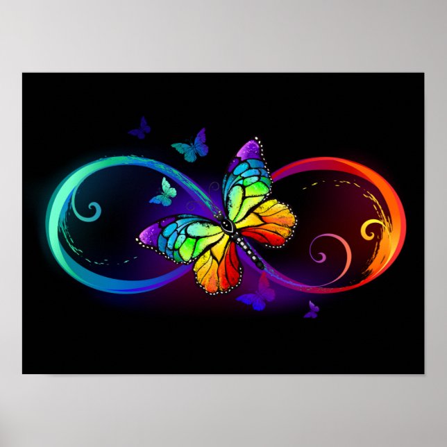 Lebhafte Unendlichkeit mit Regenbogenschmetterling Poster (Vorne)