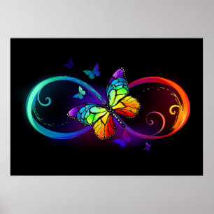 Lebhafte Unendlichkeit mit Regenbogenschmetterling Poster