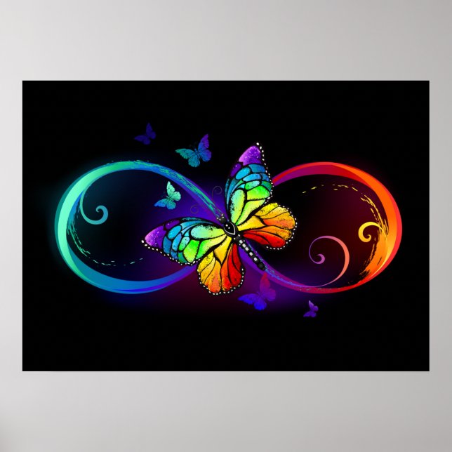 Lebhafte Unendlichkeit mit Regenbogenschmetterling Poster (Vorne)