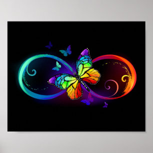 Lebhafte Unendlichkeit mit Regenbogenschmetterling Poster