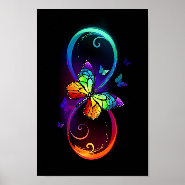Lebhafte Unendlichkeit mit Regenbogenschmetterling Poster (Vorne)
