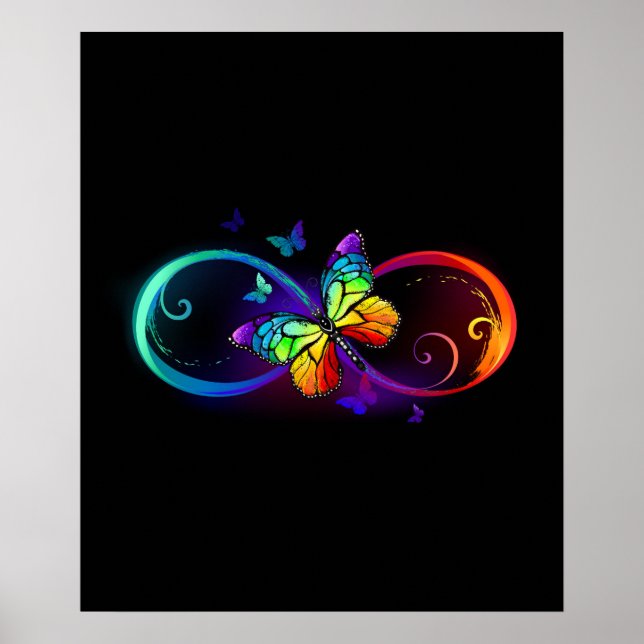 Lebhafte Unendlichkeit mit Regenbogenschmetterling Poster (Vorne)