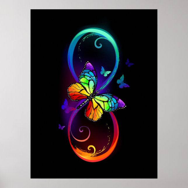 Lebhafte Unendlichkeit mit Regenbogenschmetterling Poster (Vorne)