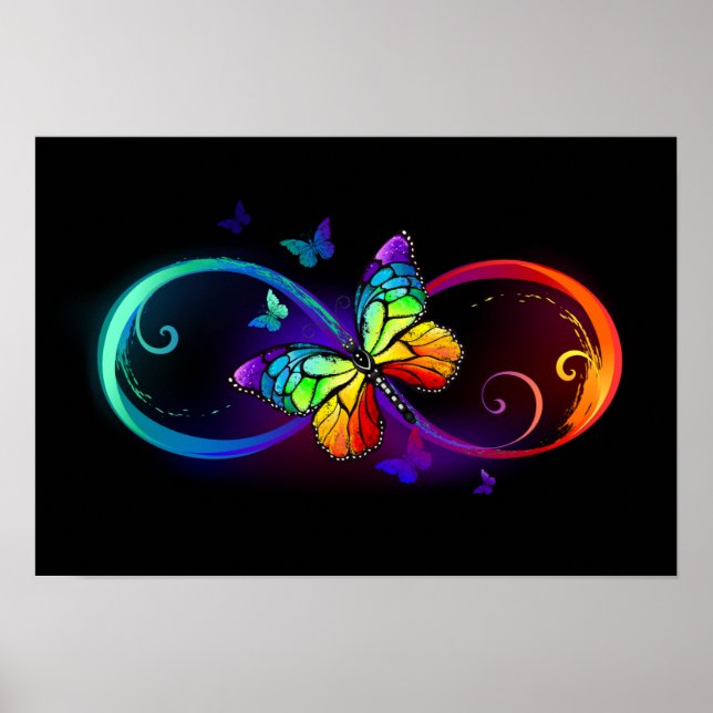 Lebhafte Unendlichkeit mit Regenbogenschmetterling Poster (Vorne)