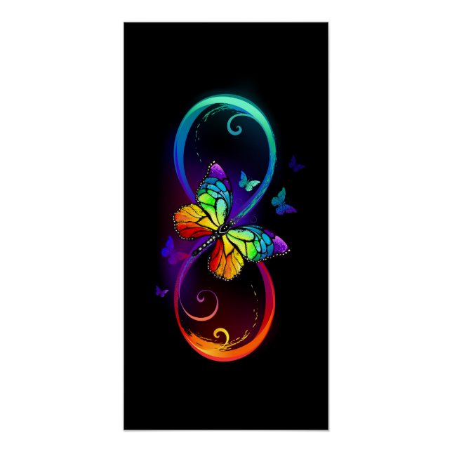 Lebhafte Unendlichkeit mit Regenbogenschmetterling Poster (Vorderseite)