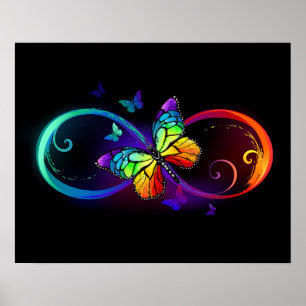 Lebhafte Unendlichkeit mit Regenbogenschmetterling Poster