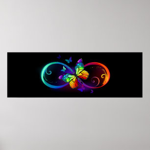 Lebhafte Unendlichkeit mit Regenbogenschmetterling Poster