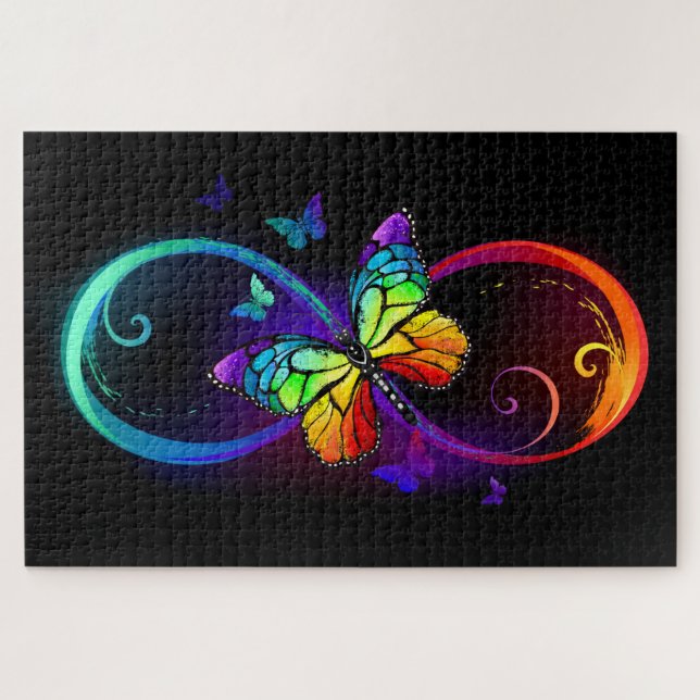 Lebhafte Unendlichkeit mit Regenbogenschmetterling Puzzle (Horizontal)