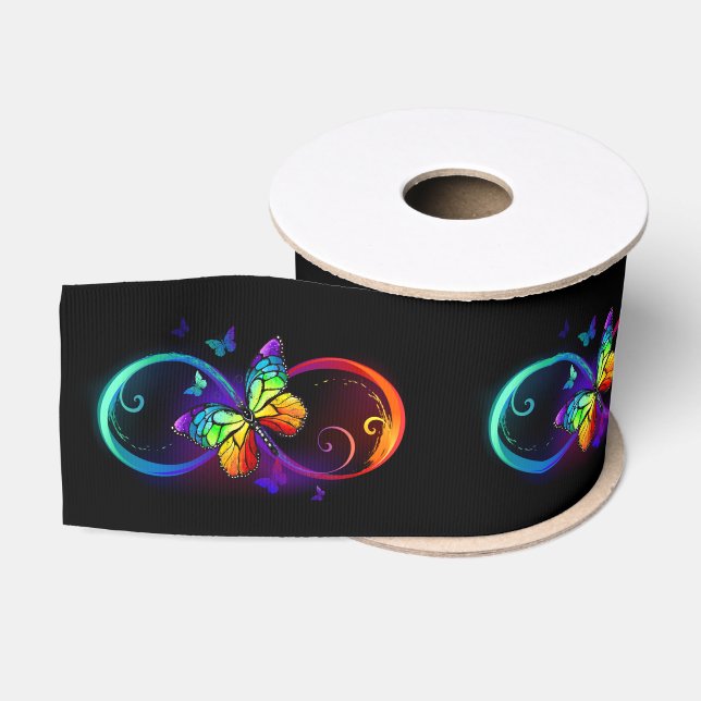 Lebhafte Unendlichkeit mit Regenbogenschmetterling Ripsband (Spule)