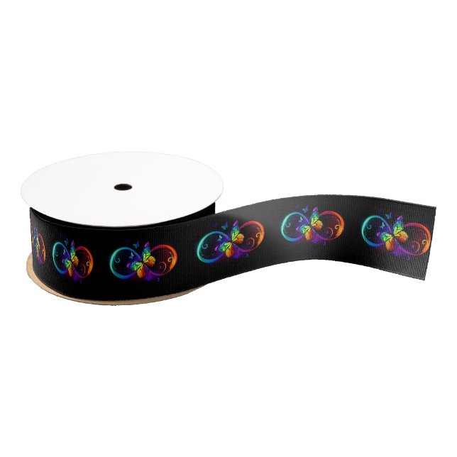 Lebhafte Unendlichkeit mit Regenbogenschmetterling Ripsband (Spule)