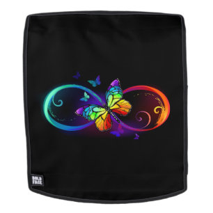 Lebhafte Unendlichkeit mit Regenbogenschmetterling Rucksack