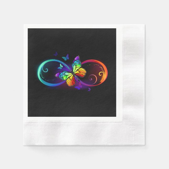 Lebhafte Unendlichkeit mit Regenbogenschmetterling Serviette (Vorderseite)