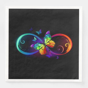 Lebhafte Unendlichkeit mit Regenbogenschmetterling Serviette