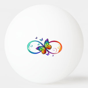 Lebhafte Unendlichkeit mit Regenbogenschmetterling Tischtennisball