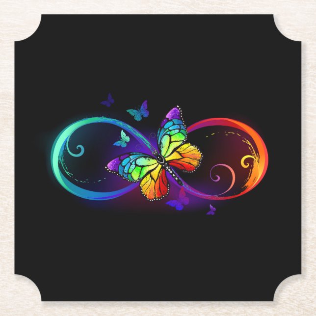 Lebhafte Unendlichkeit mit Regenbogenschmetterling Untersetzer (Vorderseite)