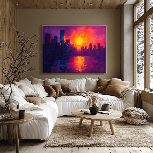 Lebhafte Urban Sunset Fauvist Leinwand - Stadtbild Poster (Von Creator hochgeladen)