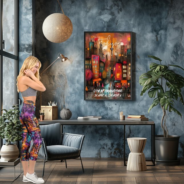 Lebhafte urbane Kunst - kühne Purples Orange und T Capri Leggings (Von Creator hochgeladen)