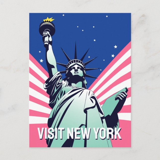 Lebhafte US-Freiheitsstatue - Besuch New Yorks Postkarte (Vorderseite)