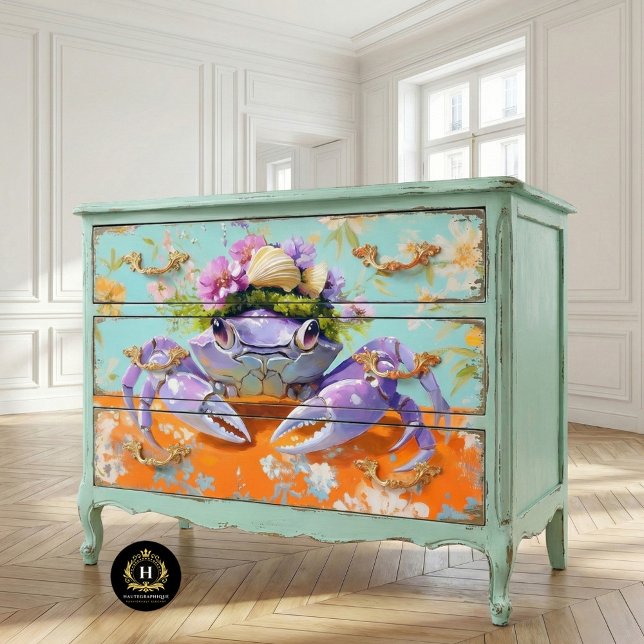 Lebhafte Vintage Blumenkrebserdekoupage Seidenpapier (Von Creator hochgeladen)