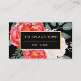 Lebhafte Vintage Rote Zwerge/botanische Blüten Visitenkarte